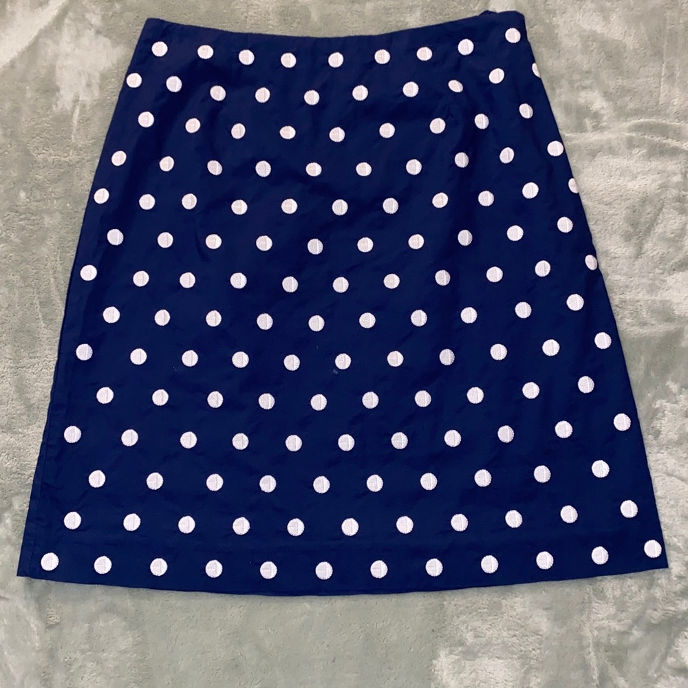 Talbots Petite Size 6 Navy Polka Dot Skirt